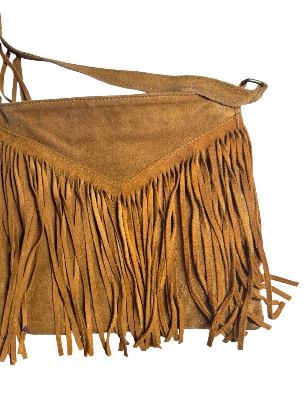 Boho Western Suede Fringe Crossbody Bag Tan Leather Hippie Festival Purse‎